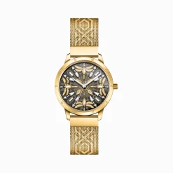 Best Damenuhr mit 33 mm, Libellen und Steinen goldfarben Damen Uhren|Damenuhren
